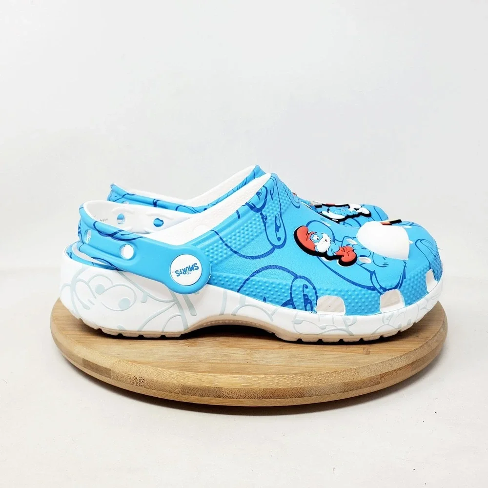 Crocs Smurfs Sandals Kids 2 Blue‎ Classic Clog Casual Boys Girls Shoes